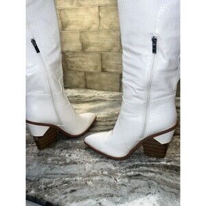 Women White Boots Tall Pointy Toe Riding Boots Runway College Game day